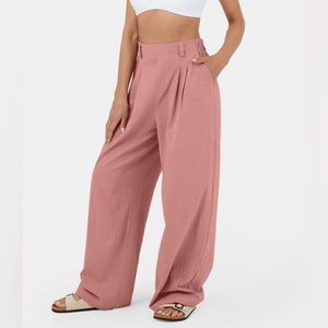Halara High Waisted Plicated Wide Leg Palazzo Cotton Pants
